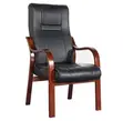 Kiti cha Wageni cha Ngozi na Fremu ya Mahogany, Mkono wa Kati - 4