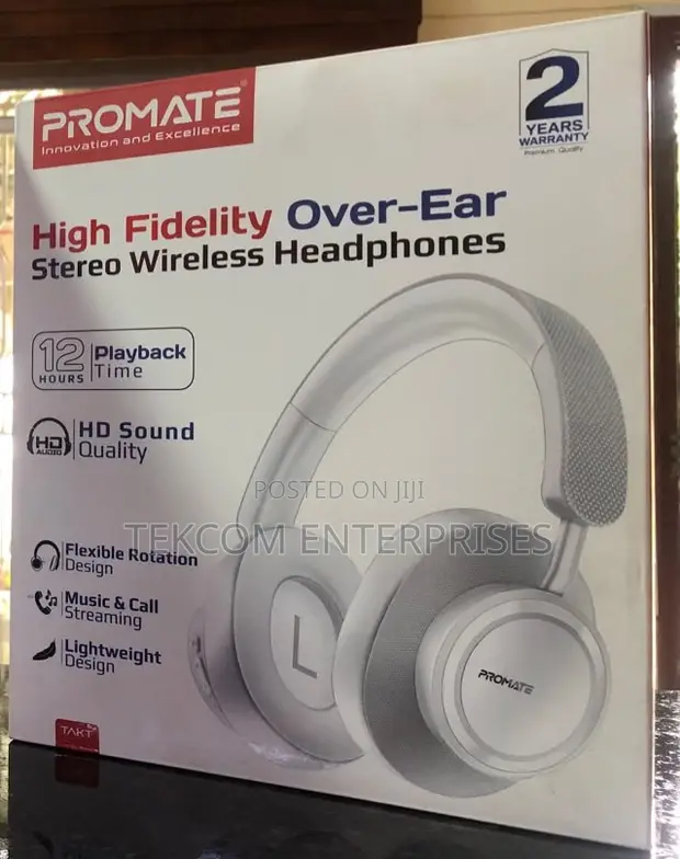 Promate Takt High Fidelity Wireless Over-Ear Headphones - 1