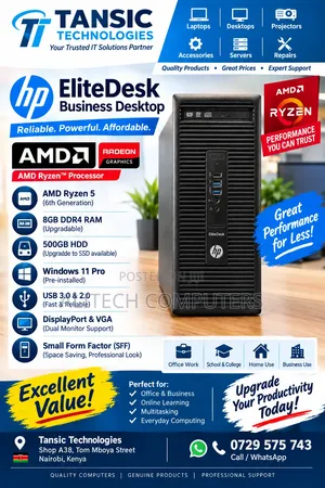 Kompyuta ya Mezani HP EliteDesk 800 8GB RAM 512GB HDD