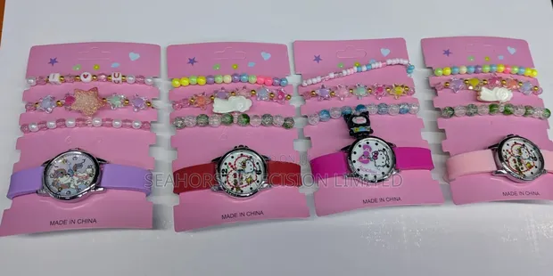 Kids Bracelet & Watch Set - Colorful Stylish Gift - 1