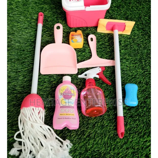 Kids Cleaning Toy Set - Mop, Bucket, Dustpan - 1