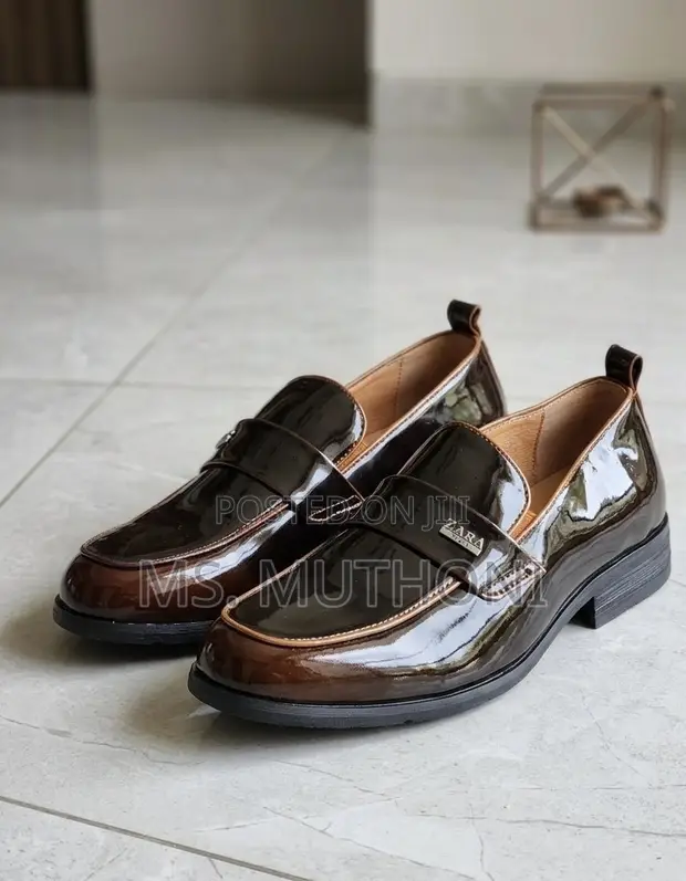 Two-Tone Polished Dress Loafers (Maroon/Coffee) Size 39-45 - 1