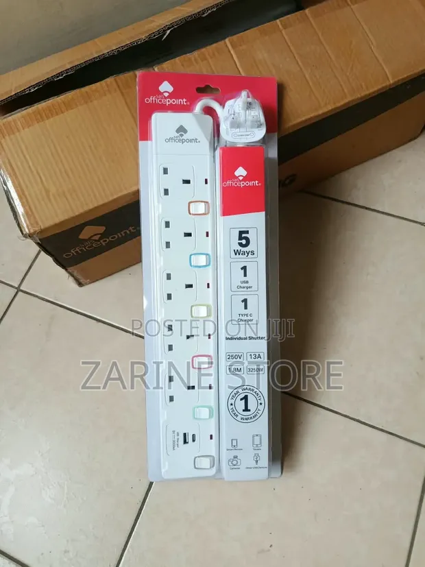 Sais Office Point 5-Way Surge Protector with USB & Type-C - 1