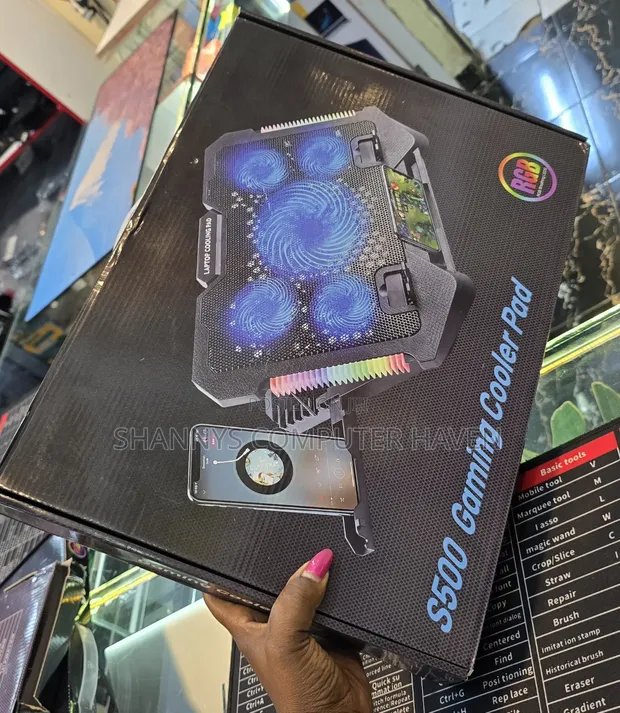 S500 Gaming Laptop Cooling Pad - 5 Fans, 10 RGB Lights - 1
