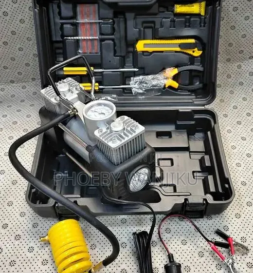 Portable 2-Cylinder Air Compressor with Tools - 1