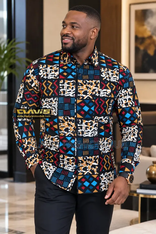Clavis Fashion Hub Kitenge Shirt with Pocket - Men's - 1