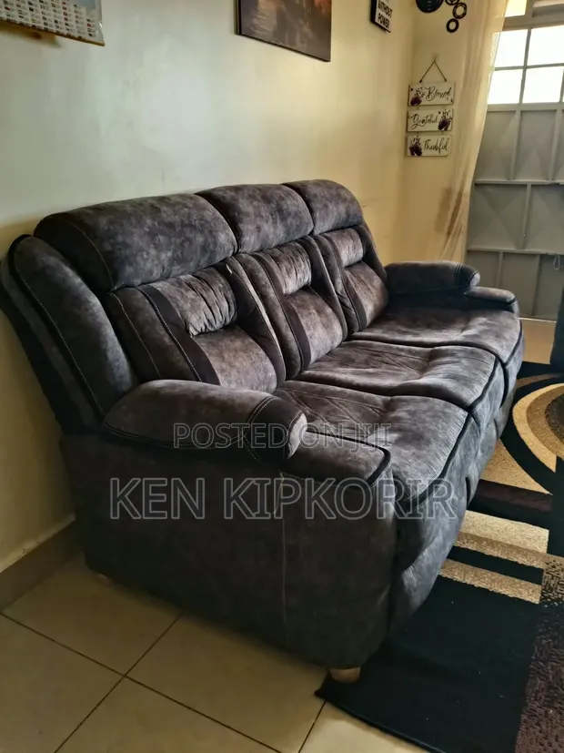 Seti ya Sofa ya Viti 7 - Kahawia/Mkaa - 1