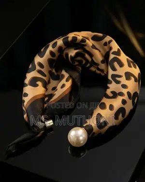 Satin Neck Scarf with Pearl Magnetic Clasp