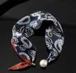 Satin Neck Scarf with Pearl Magnetic Clasp - 3