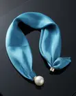 Satin Neck Scarf with Pearl Magnetic Clasp - 4