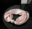 Satin Neck Scarf with Pearl Magnetic Clasp - 5