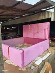 5x6 Plum Pink Chevron Chester Bed with Gold Trim - 2
