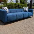 Kochi ya Seater 3 ya Channel - Bluu Kitambaa cha Kusuka - 2