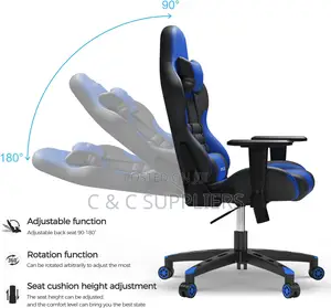 Kiti cha Mchezo cha Bluu cha Ngozi Bandia cha Ergonomic