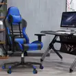 Kiti cha Mchezo cha Bluu cha Ngozi Bandia cha Ergonomic - 3