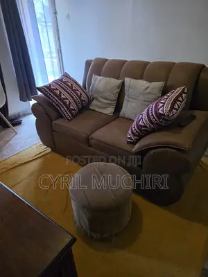 Sofa ya 2 Seater - Brown Faux Fabric