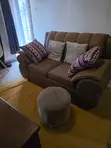 Sofa ya 2 Seater - Brown Faux Fabric - 1