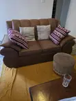Sofa ya 2 Seater - Brown Faux Fabric - 2