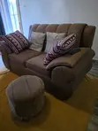 Sofa ya 2 Seater - Brown Faux Fabric - 3
