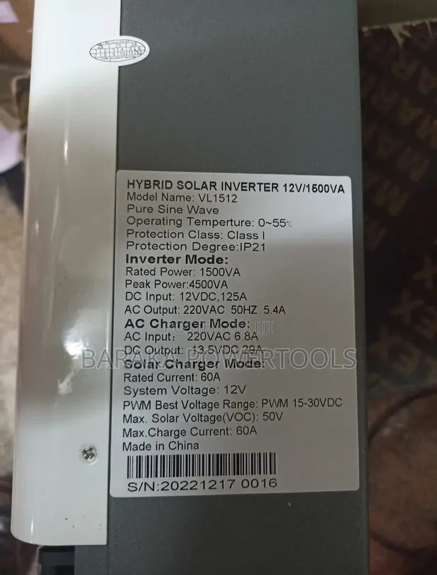 VL1512 Hybrid Solar Inverter 12V 1500VA Pure Sine Wave - 1