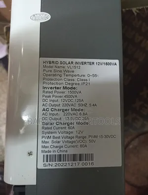 VL1512 Hybrid Solar Inverter 12V 1500VA Pure Sine Wave