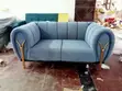 2 Seater Grey Channel Loveseat Sofa - Brand New - 1