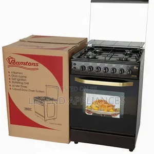 Ramtons 4 Gas Burner Cooker with Auto Ignition - Dark Red (1 Year Warranty)