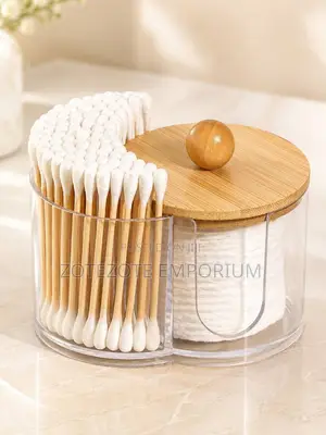 2-in-1 Bamboo Lid Transparent Makeup Organizer Box