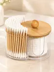 Kisanduku cha Vipodozi cha 2-in-1 chenye Mfuniko wa Mianzi na Uwazi - 1