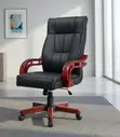 Bliss Leather Swivel Office Chair - Nyeusi - 3