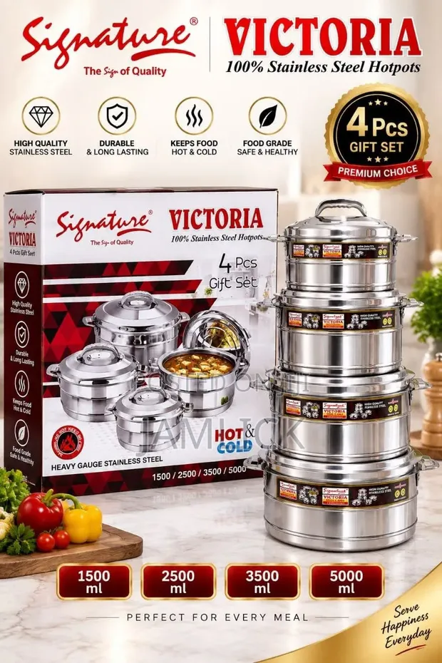 Victoria Steel Hotpot - Set ya Vipande 4 - Mpya Kabisa - 1