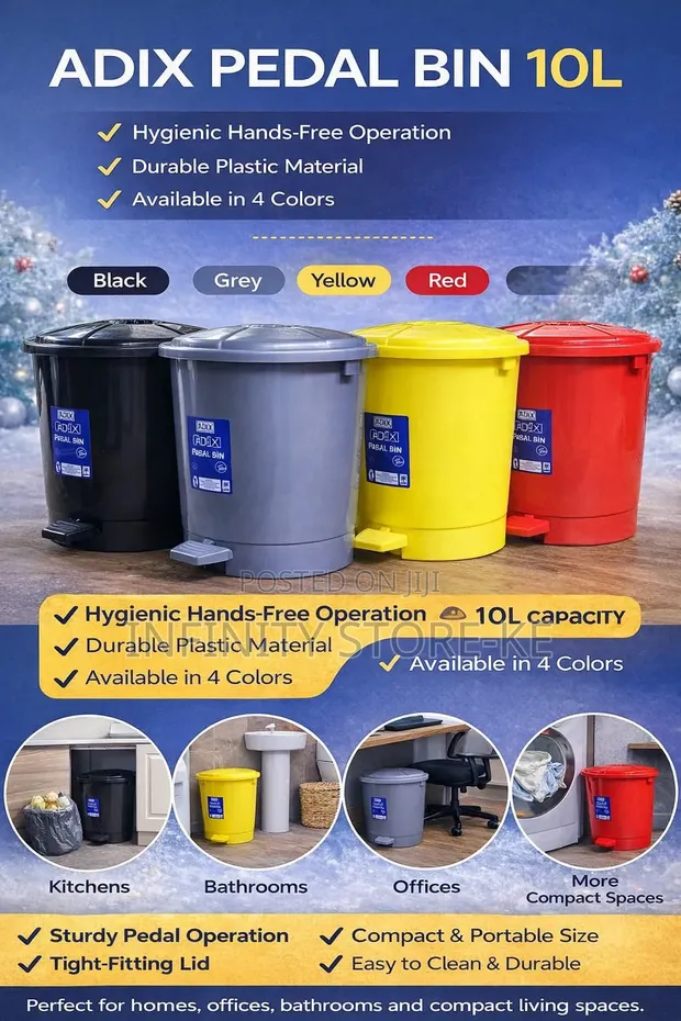 Adix 10L Plastic Pedal Bin - Brand New - 1