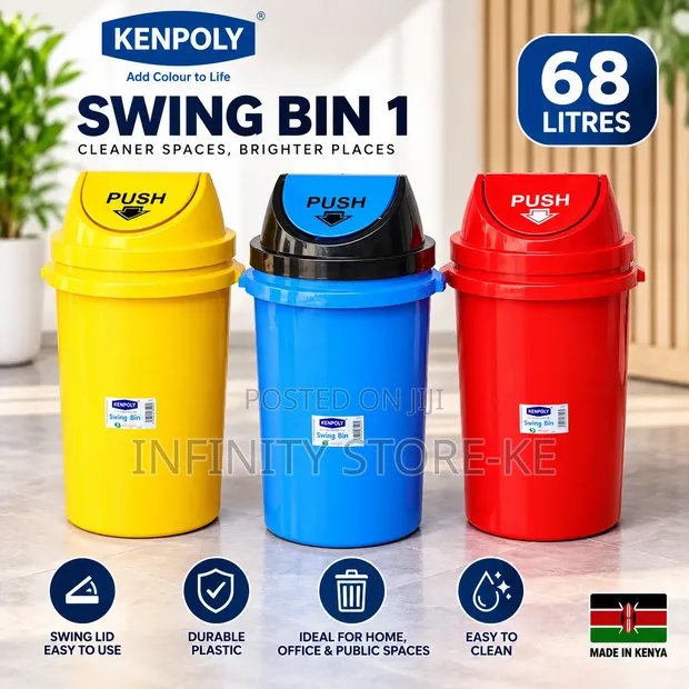 Large Kenpoly 68L Swing Bin - Made in Kenya - 1