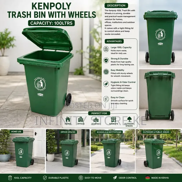 Kenpoly 100L Tupio na Wheel - Kijani - 1
