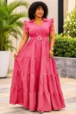 Mavazi Marefu ya Wanawake Plus Size Yenye Kola na Mkanda - 1
