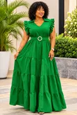 Mavazi Marefu ya Wanawake Plus Size Yenye Kola na Mkanda - 3
