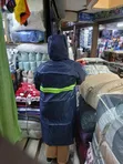 Heavy Duty Raincoat with Hood, Zipper, Reflector - Black/Navy Blue - 2