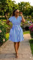 Ladies Striped Mini A-Line Dress - 1