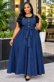 Women's Jeans Dungaree Dress with Top - 1