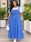 Women's Jeans Dungaree Dress with Top - 4