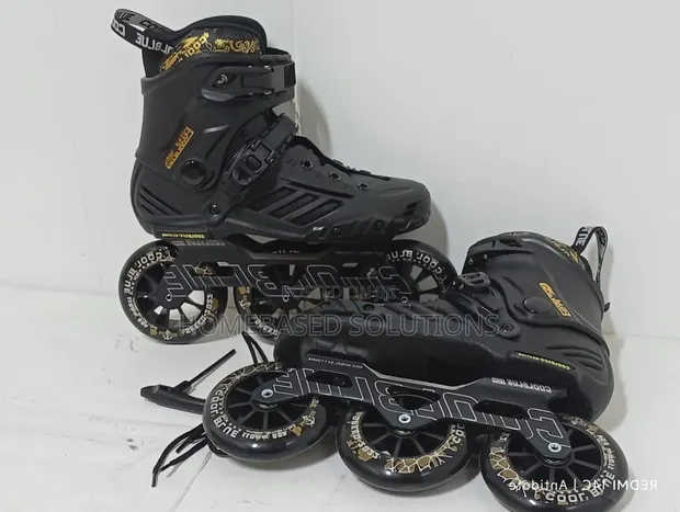 Black Cool Blue Hard-Boot Inline Speed Skates - 1
