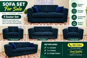 Set ya Sofa ya Navy Blue ya Kina 5 - Safi na Nzuri
