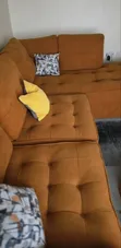 6-Seater L-Shaped Sofa with Side Stool - Burnt Orange - 1