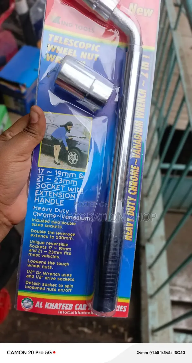 Tire Wrench with Extendable Handle for Extra Leverage - 1