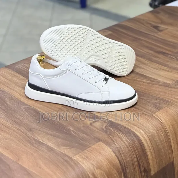 Aldo Plain White Leather Sneakers - 1