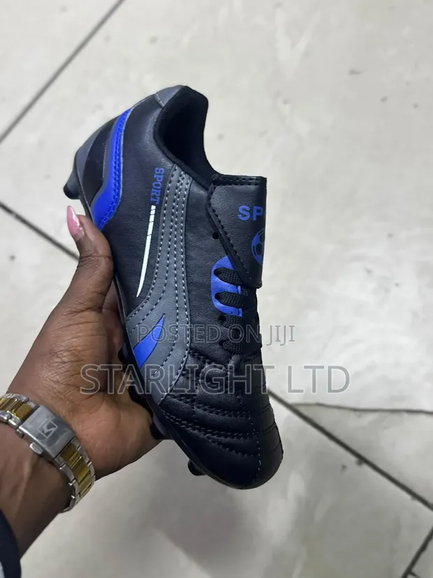 Kids Black & Blue Football Boots (Sizes 31-37) - 1