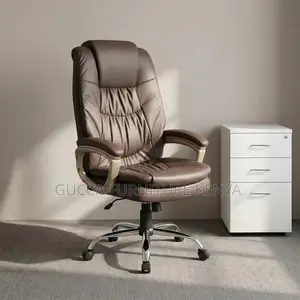 Brown High-Back Leather Office Chair