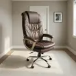 Brown High-Back Leather Office Chair - 5