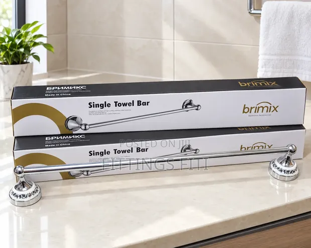 Brimix Single Towel Bar - Chrome Bathroom Towel Rail - 1