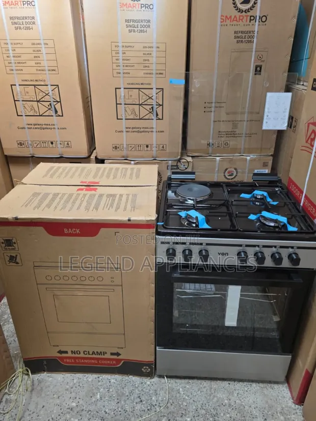 Von Cooker 60x55 3-Burner + 1 Hotplate na Oven ya Umeme - 1